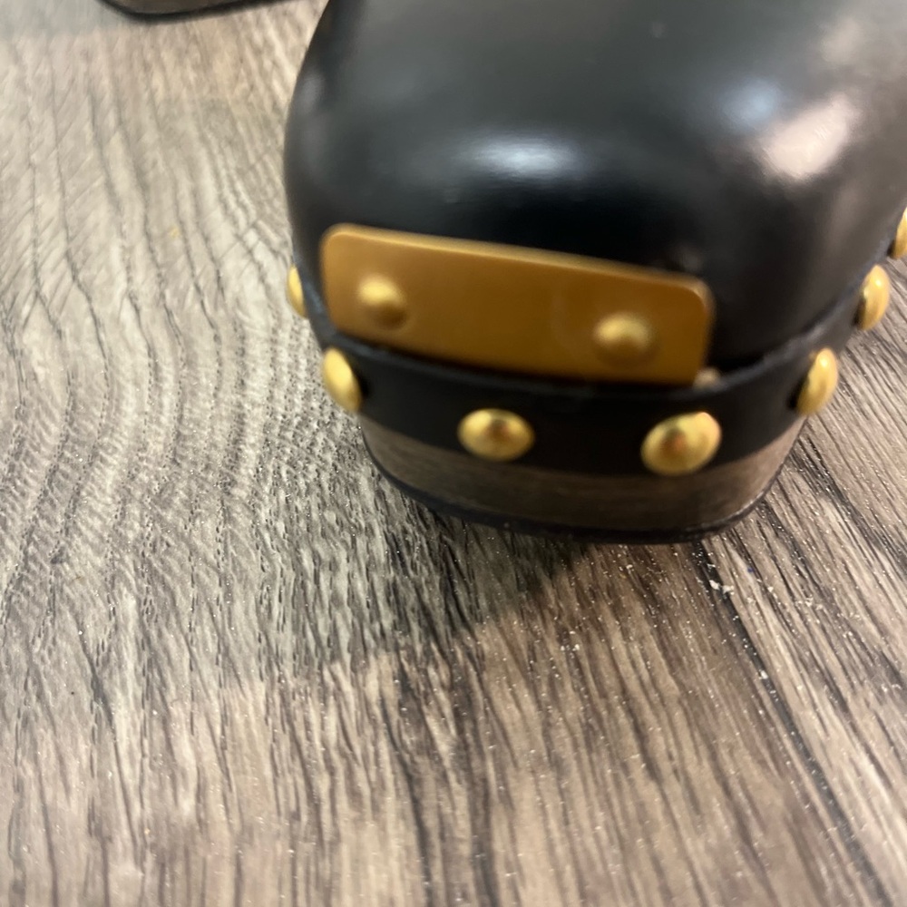 Miu Miu Black Slingback Heels with Gold Studs - Picture 4 of 9
